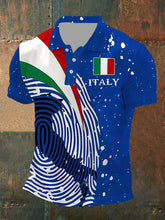 Polo décontracté imprimé drapeau italien pour hommes